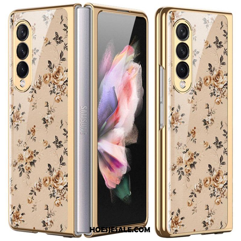 Telefoonhoesje voor Samsung Galaxy Z Fold 3 5G Bloemen Gehard Glas