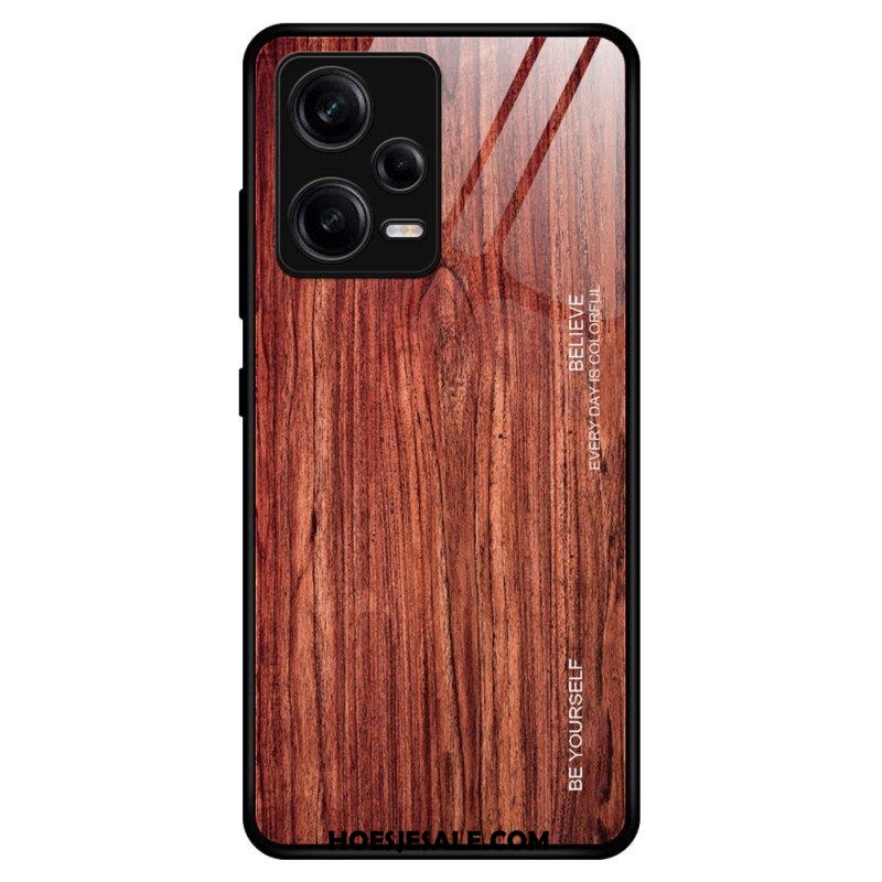 Telefoonhoesje voor Xiaomi Redmi Note 12 Pro Houtdesign Gehard Glas