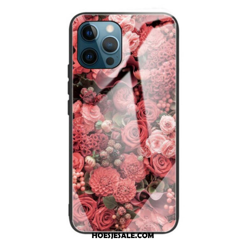 Telefoonhoesje voor iPhone 13 Pro Rose Bloemen Gehard Glas