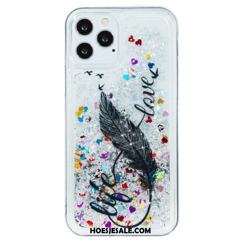 Telefoonhoesje voor iPhone 15 Pro Veren Pailletten | hoesjesale.com Telefoonhoesje voor iPhone 15 Pro Veren Pailletten