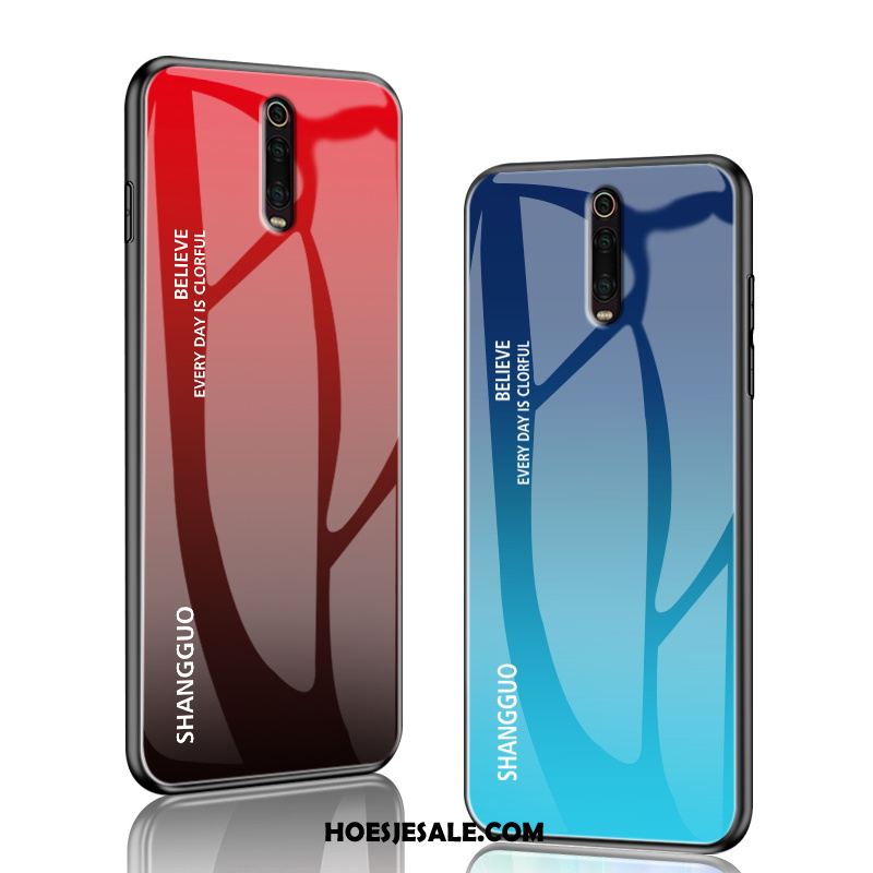 Xiaomi Mi 9t Hoesje Hoes Mode Glas Blauw Rood Winkel