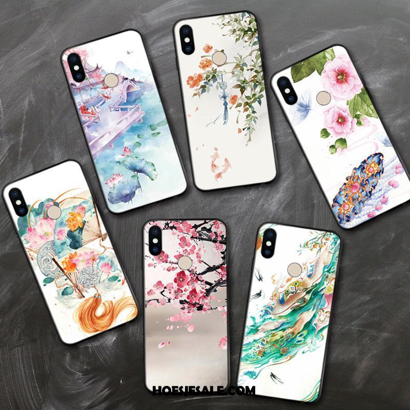 Xiaomi Mi Max 3 Hoesje Vintage Mini Groen Zacht Bloemen Winkel