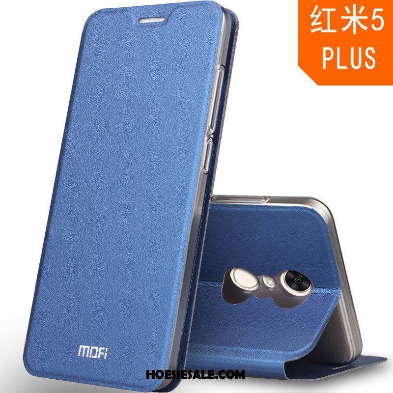 Xiaomi Redmi 5 Plus Hoesje All Inclusive Siliconen Folio Blauw Leren Etui Sale