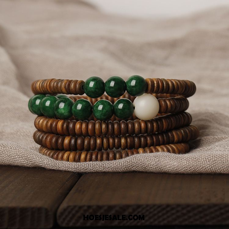 Zilveren Sieraden Heren Lange Armbanden Mannen Groen Bruinen Hout Korting