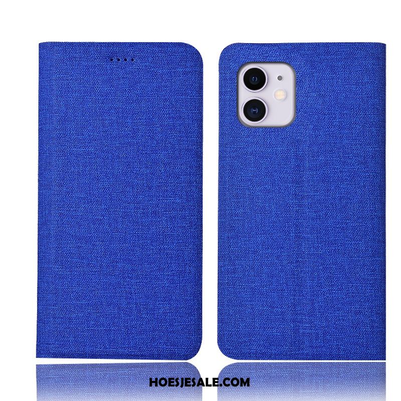 iPhone 11 Hoesje Blauw Katoen En Linnen Mobiele Telefoon Hoes Anti-fall Goedkoop