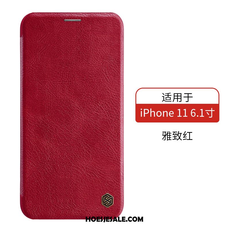 iPhone 11 Hoesje Rood Goud Mobiele Telefoon Leren Etui Hoes Aanbiedingen