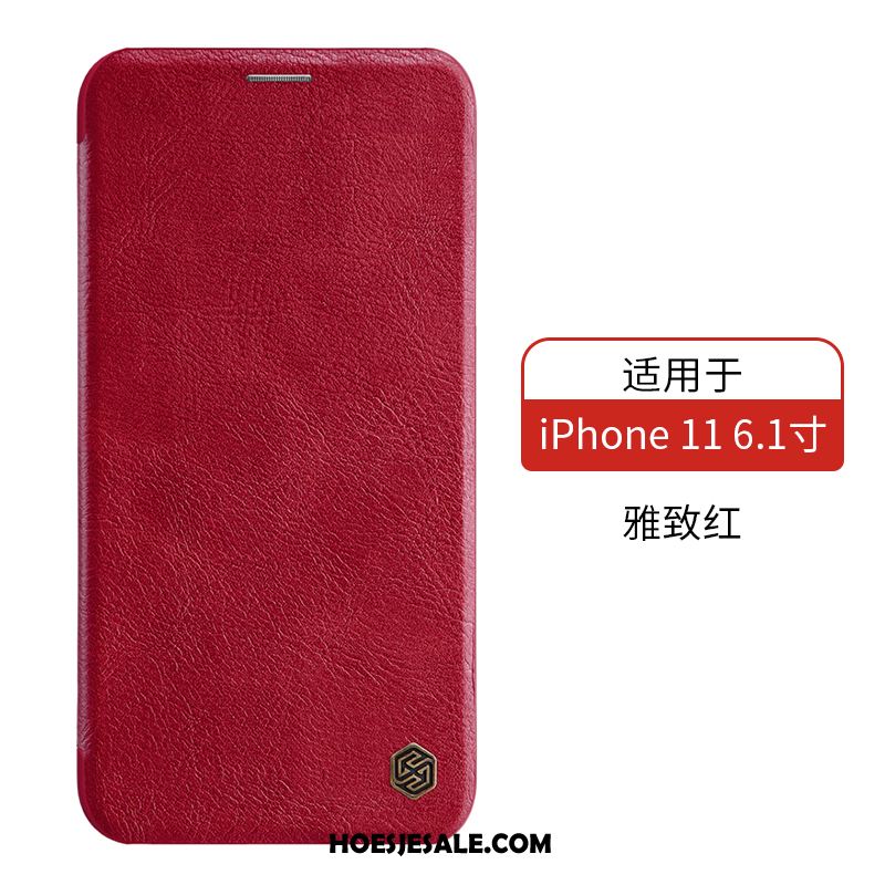iPhone 11 Hoesje Rood Goud Mobiele Telefoon Leren Etui Hoes Aanbiedingen