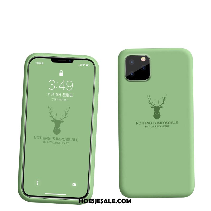 iPhone 11 Pro Hoesje Anti-fall Groen Siliconen Trendy Merk Hoes Online