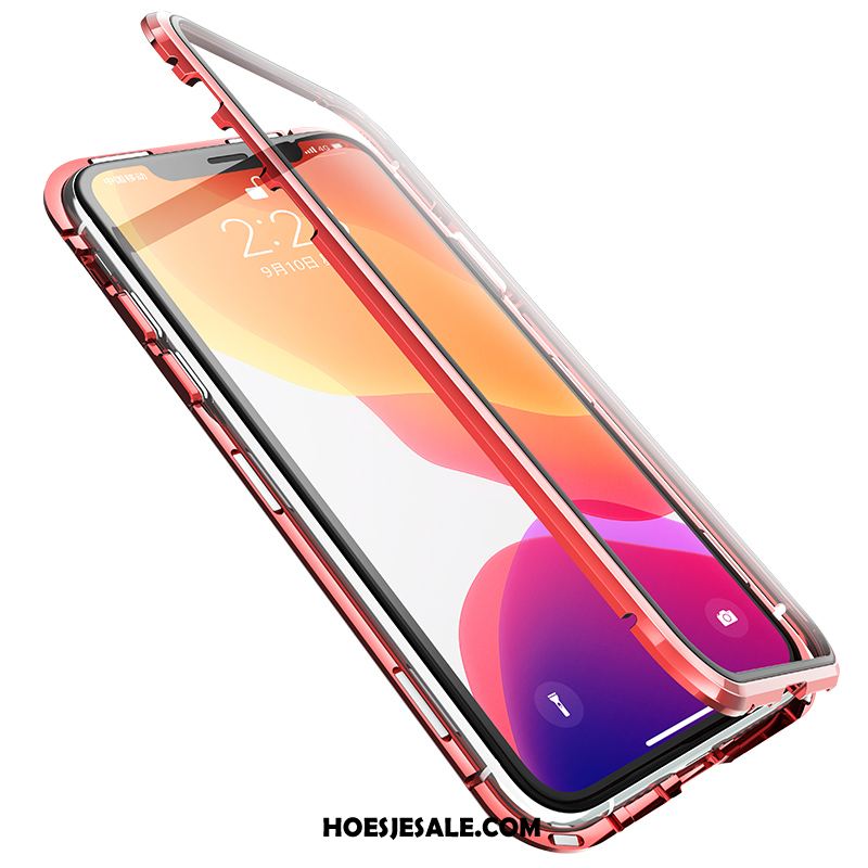 iPhone 11 Pro Hoesje Doorzichtig Net Red Grijs Magnetisch Glas Sale