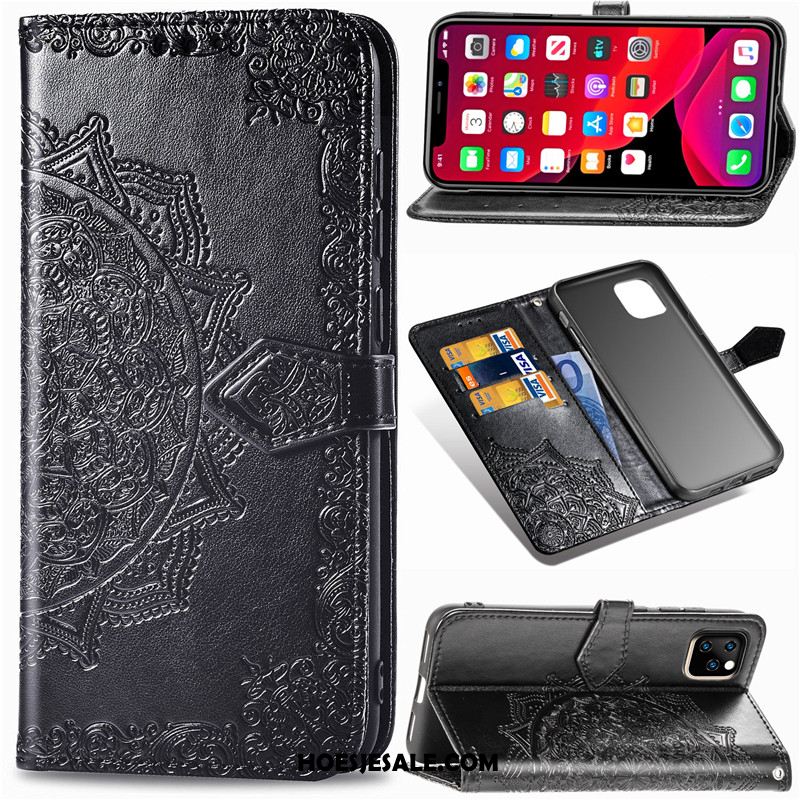 iPhone 11 Pro Hoesje Leren Etui Mobiele Telefoon Hanger Kunstleer Effen Kleur Kopen