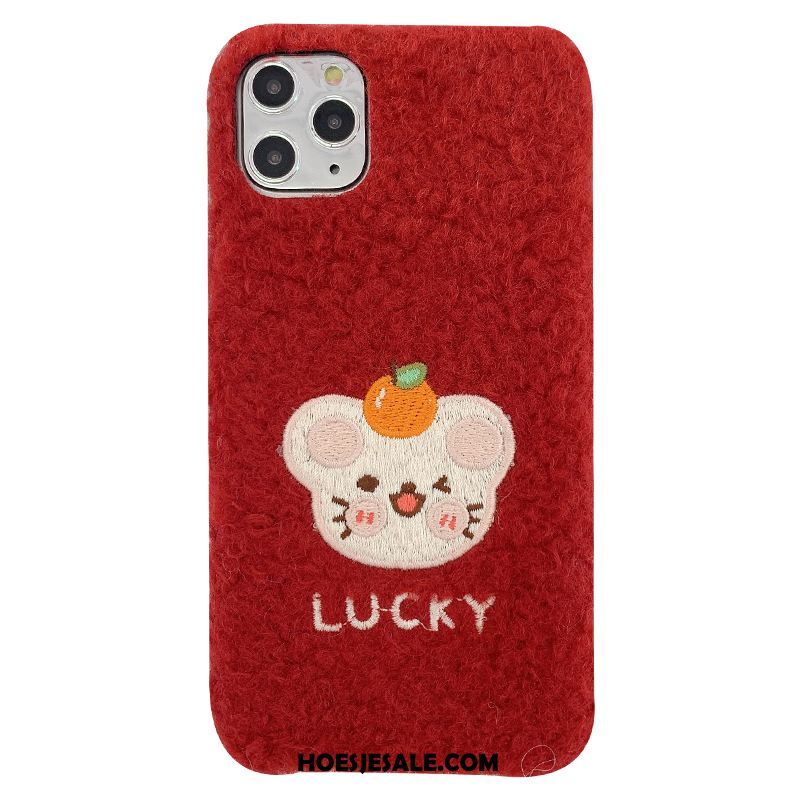 iPhone 11 Pro Max Hoesje Rood High End Borduurwerk Scheppend Zacht Aanbiedingen