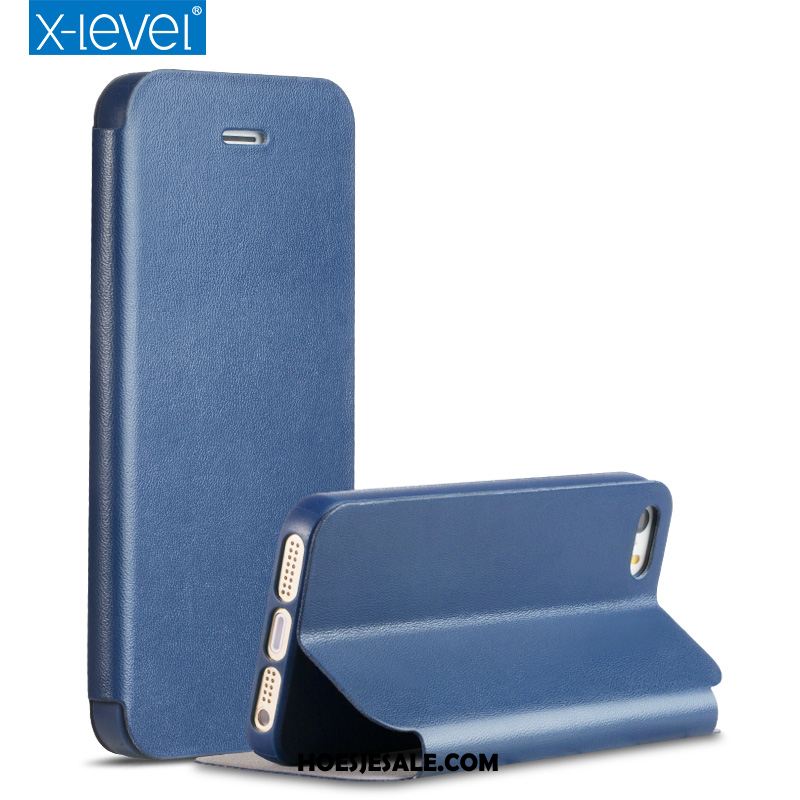 iPhone 5 / 5s Hoesje Leren Etui All Inclusive Dun Nieuw Blauw Kopen