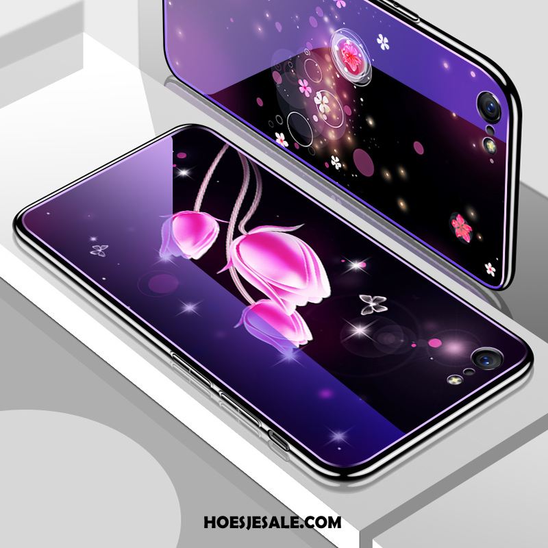 iPhone 6 / 6s Hoesje Siliconen Glas Purper Bescherming Mobiele Telefoon Korting