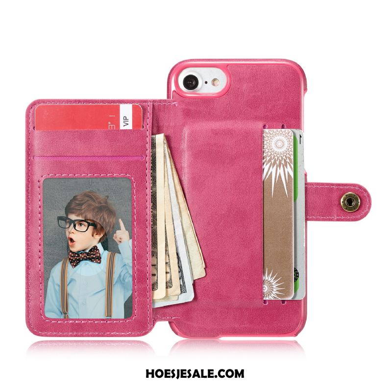 iPhone 6 / 6s Plus Hoesje Leren Etui Anti-fall Kaart Bescherming Rood Goedkoop