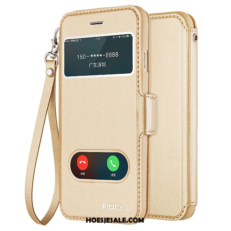 iPhone 6 / 6s Plus Hoesje Leren Etui Folio Goud Hoes Mobiele Telefoon Kopen