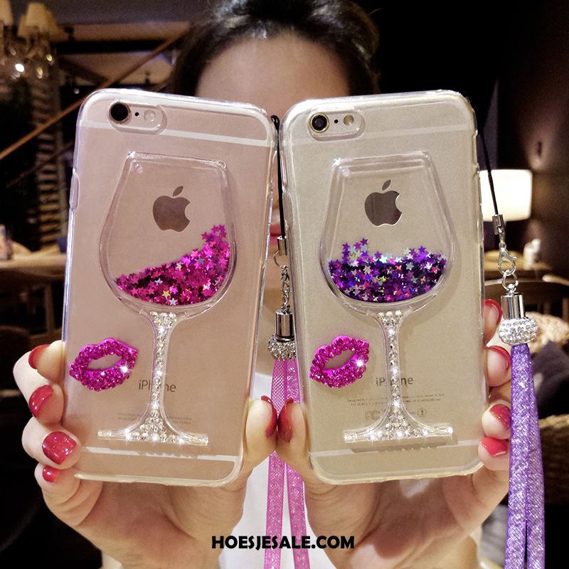 iPhone 6 / 6s Plus Hoesje Mobiele Telefoon Hanger Siliconen Purper Met Strass Goedkoop