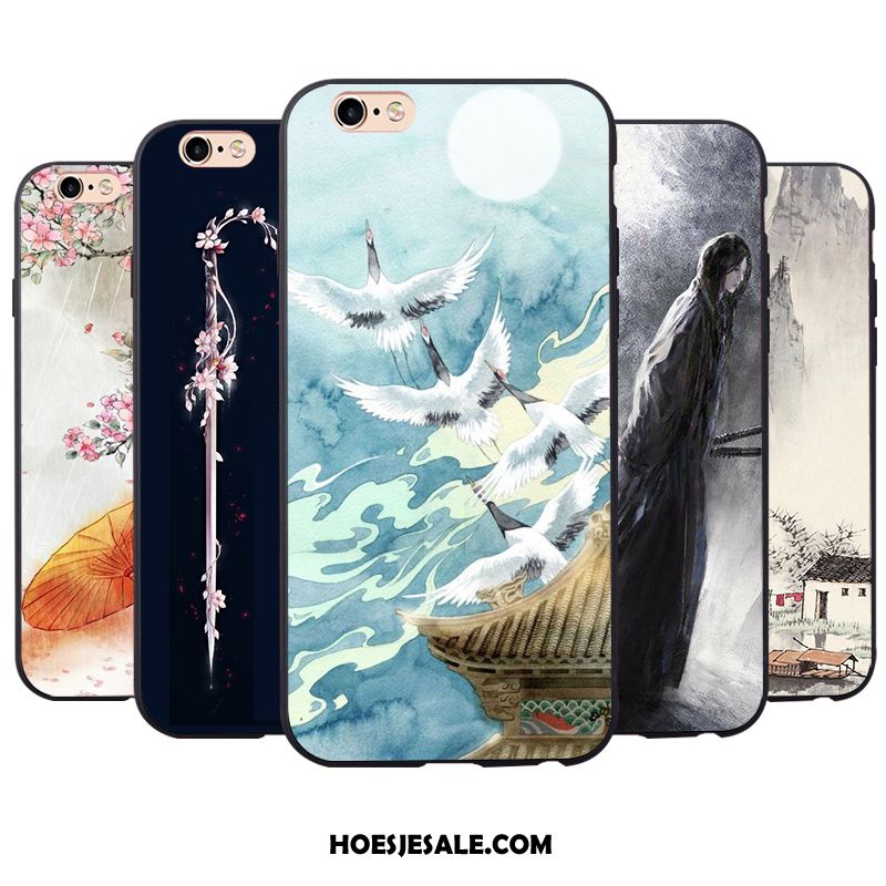 iPhone 6 / 6s Plus Hoesje Zwart Vintage Chinese Stijl All Inclusive Kraanvogel Aanbiedingen