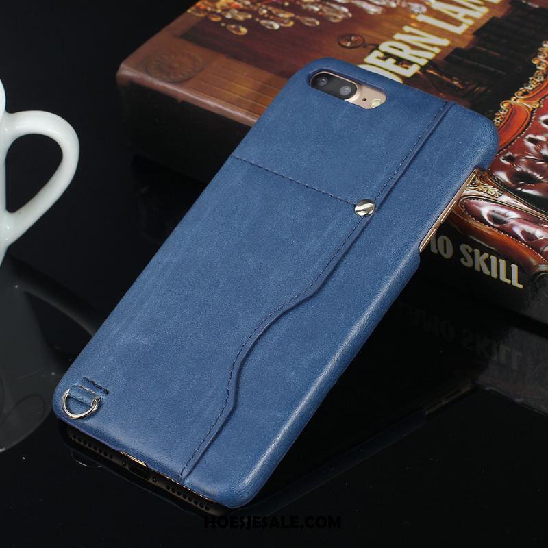 iPhone 8 Plus Hoesje Anti-fall Mobiele Telefoon Leren Etui Blauw Patroon Kopen