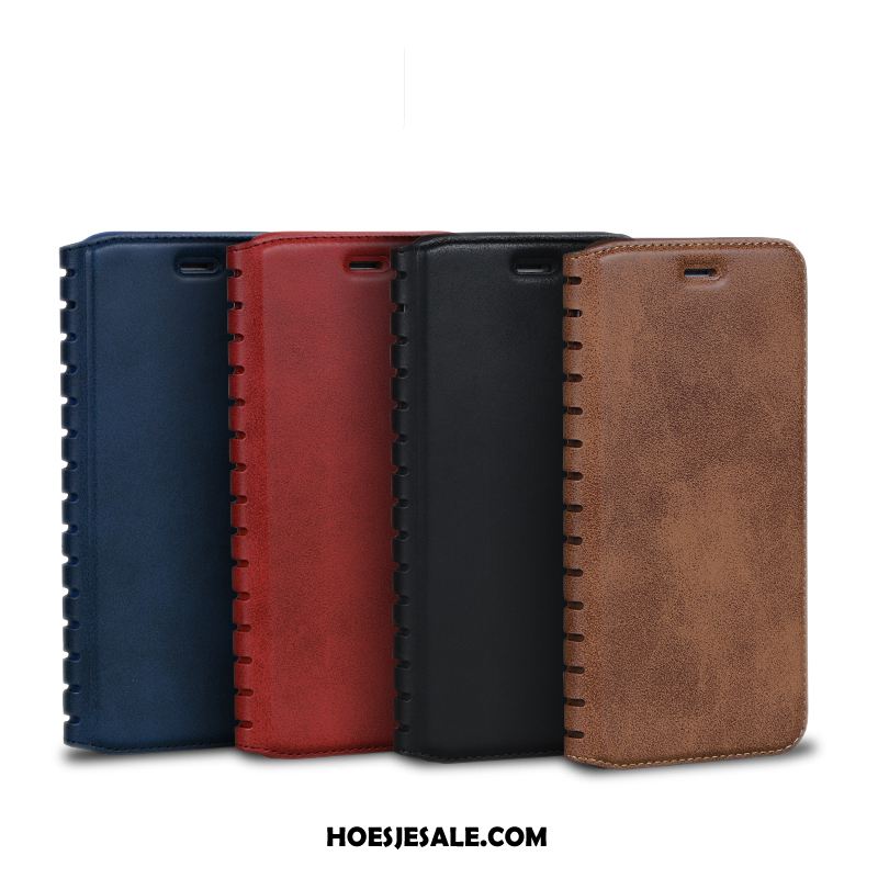 iPhone 8 Plus Hoesje Leren Etui Rood Mobiele Telefoon Hoes Folio Goedkoop