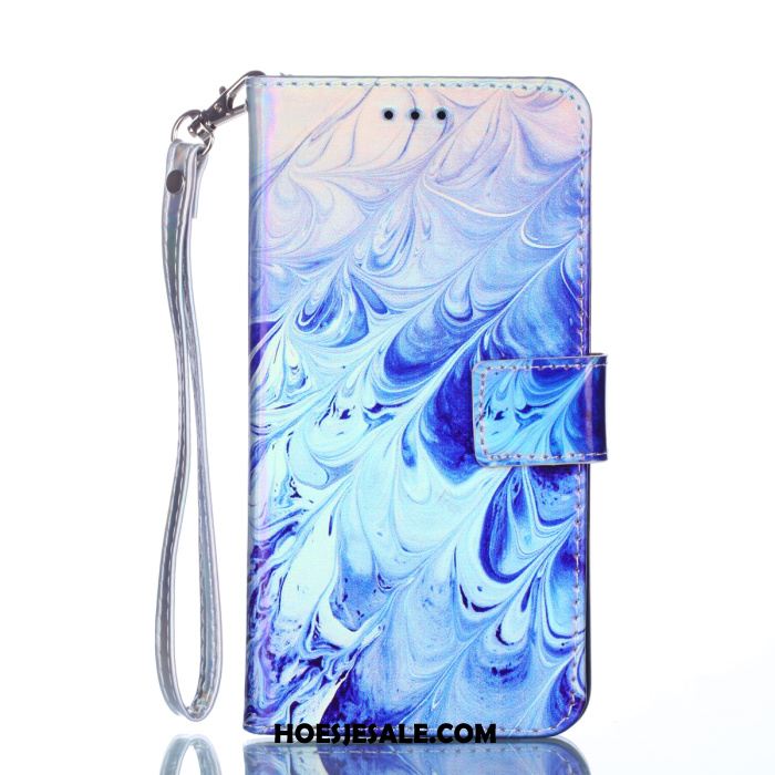 iPhone Xr Hoesje Leren Etui Bescherming Blauw Folio Mobiele Telefoon