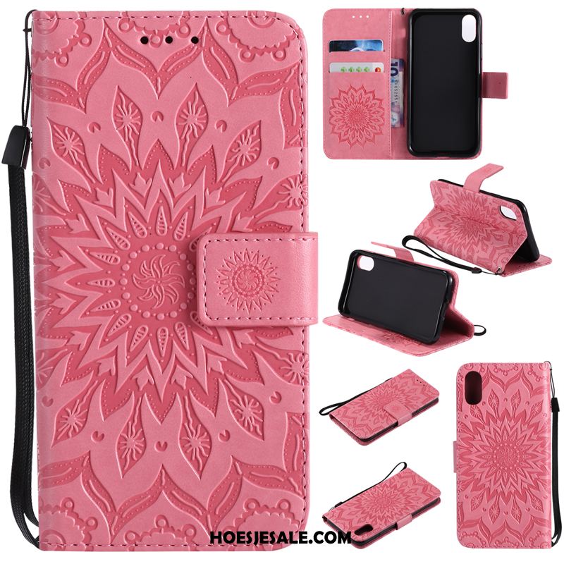 iPhone Xr Hoesje Leren Etui Roze Zon Bescherming Folio Goedkoop