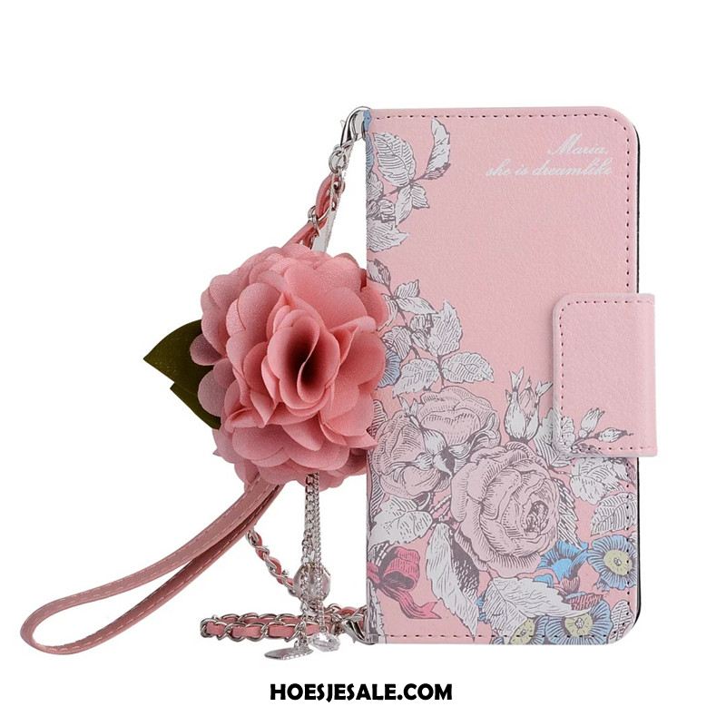 iPhone Xr Hoesje Portemonnee Ketting Folio Leren Etui Roze Korting