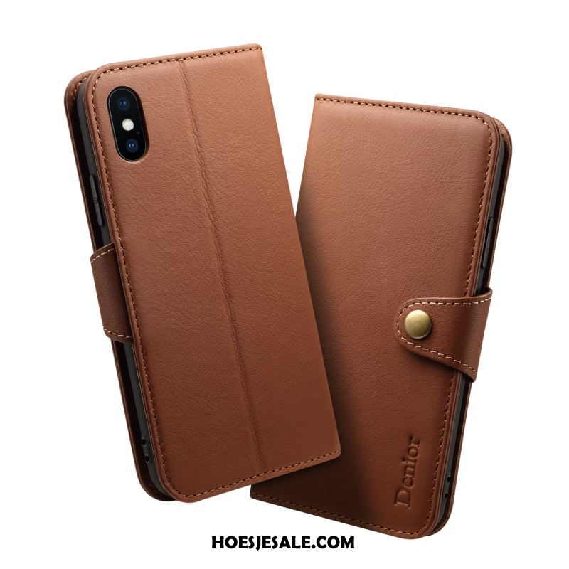 iPhone Xs Hoesje Bescherming Leren Etui Hoes Anti-fall Leer Winkel