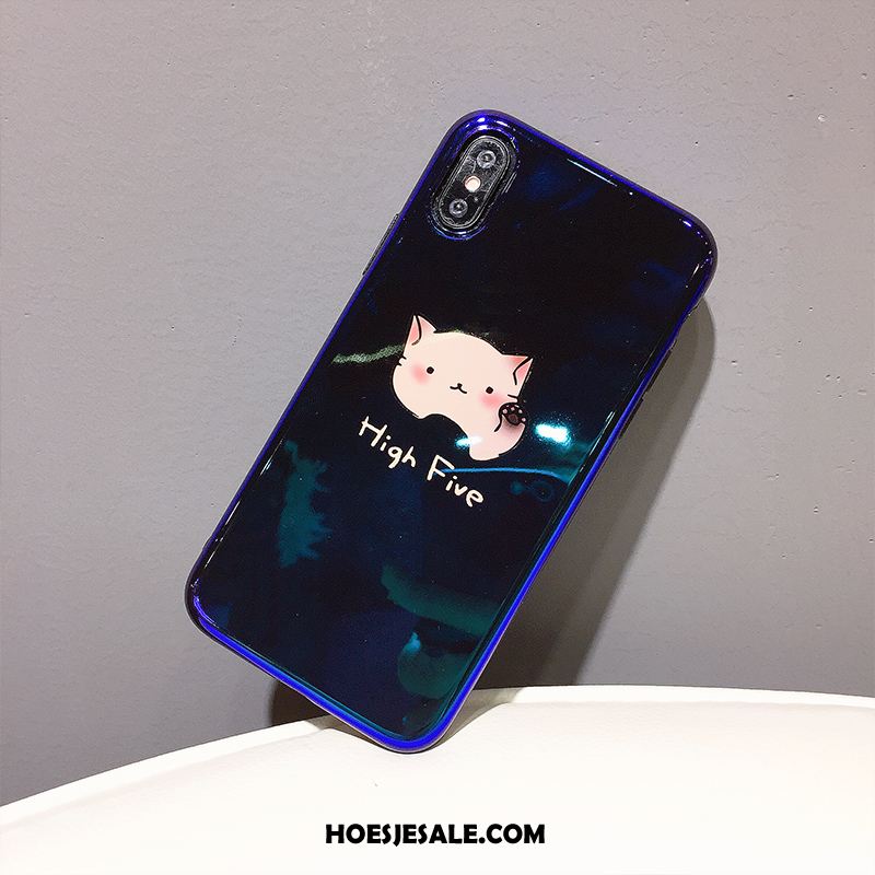 iPhone Xs Hoesje Blauw Lovers Mobiele Telefoon Hoes Spotprent Winkel