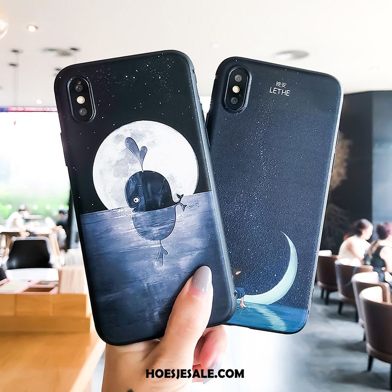 iPhone Xs Hoesje Blauw Schrobben Trendy Merk Siliconen Mobiele Telefoon Korting