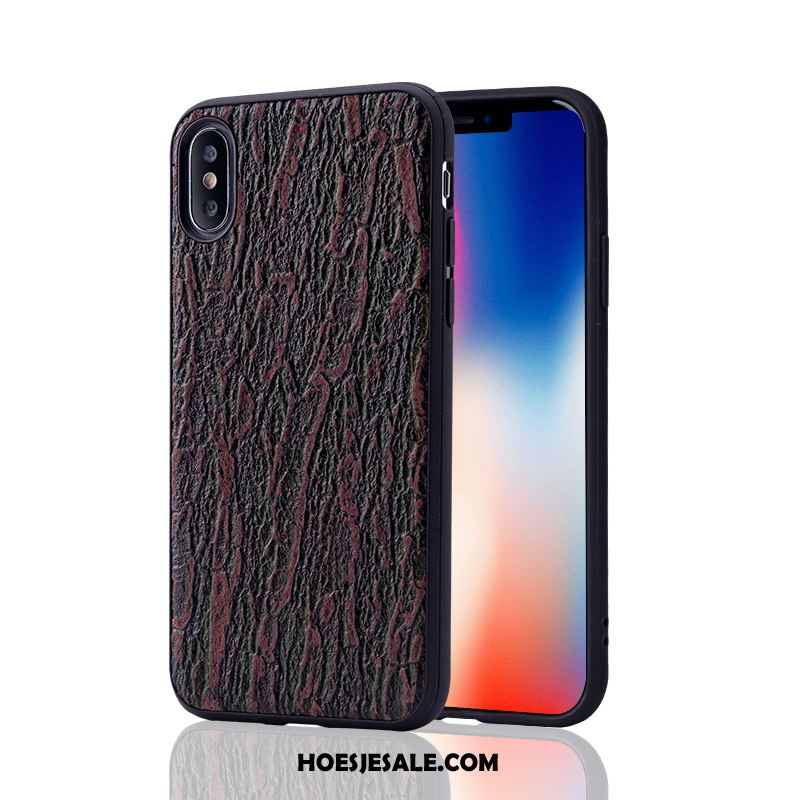 iPhone Xs Hoesje Echt Leer Zwart Folio Leren Etui Mobiele Telefoon Winkel