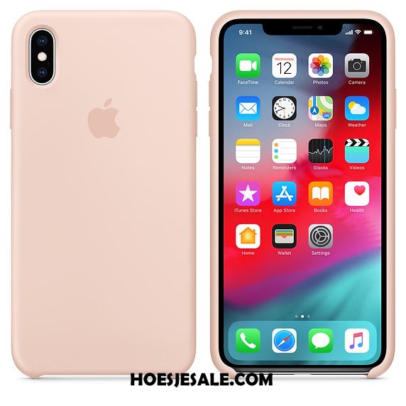 iPhone Xs Hoesje Effen Kleur Anti-fall Net Red Roze Siliconen Korting
