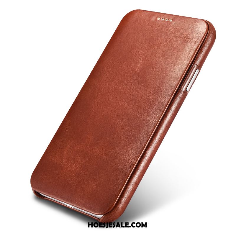 iPhone Xs Hoesje Hoes Vintage Leren Etui Anti-fall Bescherming Goedkoop