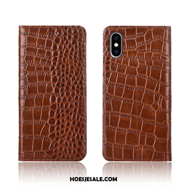 iPhone Xs Hoesje Krokodil Clamshell Leren Etui Scheppend Bescherming Kopen