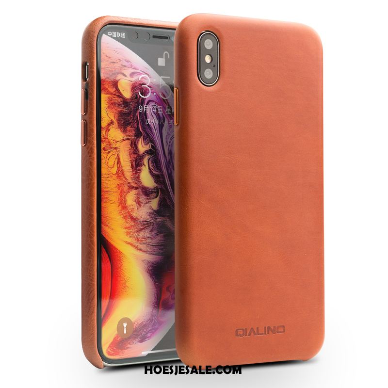 iPhone Xs Hoesje Leren Etui Bruin Bedrijf Eenvoudige Bescherming Online