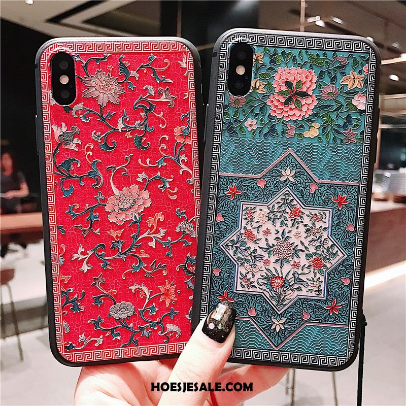 iPhone Xs Max Hoesje Chinese Stijl Opknoping Nek Kwasten Kunst Rood Korting